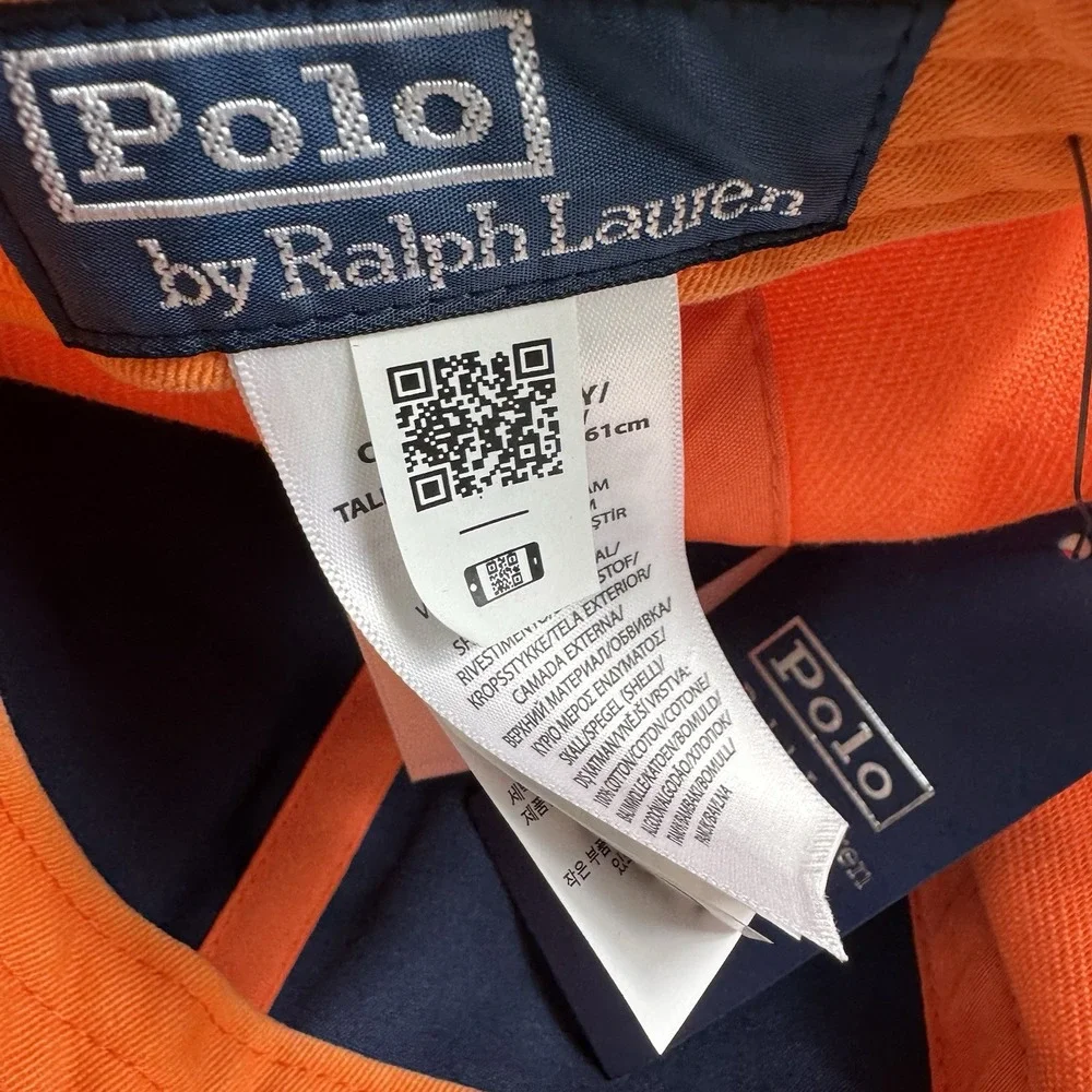 NWT Polo Ralph Lauren 519 RL Surf Orange Felt Patch Twill Ball SnapBack Hat OSFA